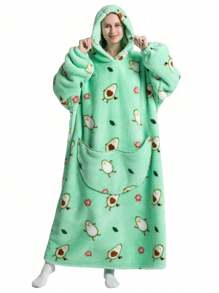 Oversized Wearable Blanket Hoodie Plush Soft Warm Hoodie Blanket, Comfy Sweatshirt With Big Pocket For Women & Men Adults