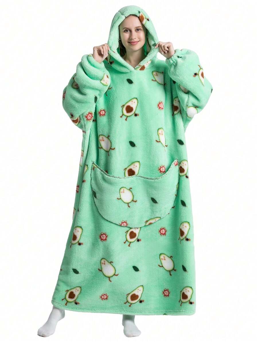 Oversized Wearable Blanket Hoodie Plush Soft Warm Hoodie Blanket, Comfy Sweatshirt With Big Pocket For Women & Men Adults