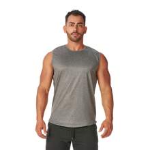 Men's Macho Gym Workout Tank Top Plain - Dark Grey - View 1