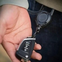 1 pièce Porte-clés rétractable avec câble en acier - Matériel de camping multifonctionnel, support de clé anti-perdu, en acier inoxydable