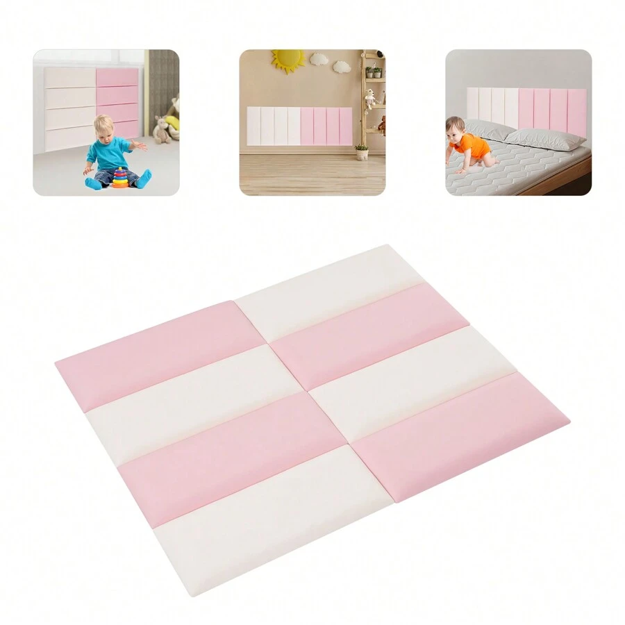 8 Pack Wall Panels Peel And Stick Headboard Upholstered, Self-Adhesive Anti-Collision Wall Padding Soundproof Wall Panels 24.41*12.6*7.09in - Nhiều màu - Xem 1