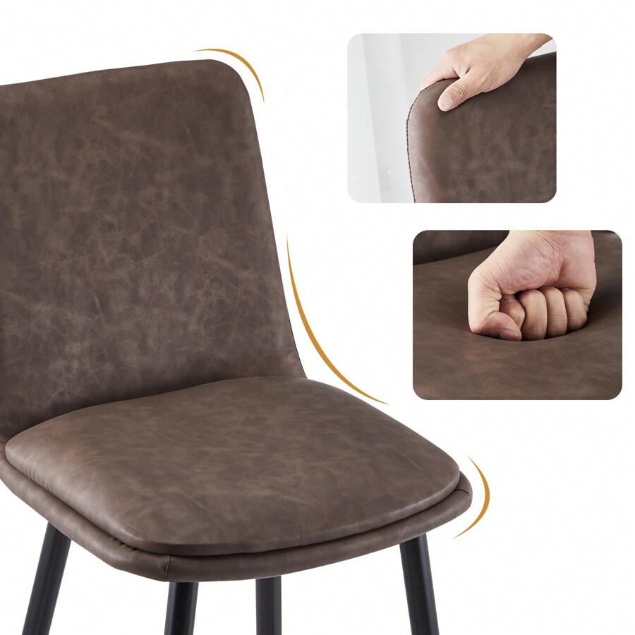 CLIPOP Kitchen Barstools Set Of 2 Faux Leather With Metal Frame