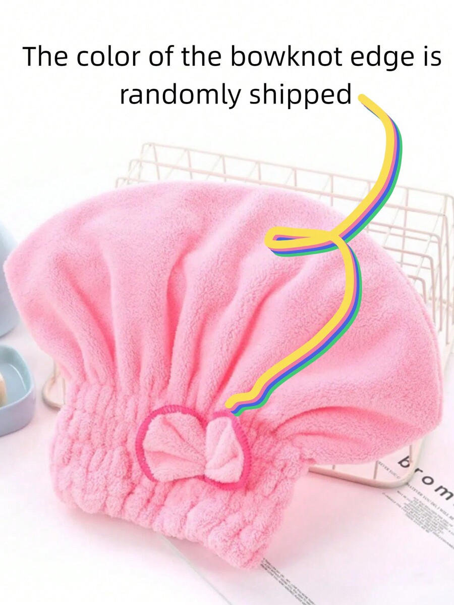 1pc Coral Fleece Thickened Dry Hair Cap, Soft And Absorbent Quick