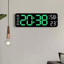 Digital Wall Clock,Digital Calendar,Large Wall Clock,13" Large Display Digital Clock,LED Digital Clock With Remote Control,Countdown Dimmer Large Clock With  Date Week Temperature - Bronze - View 6