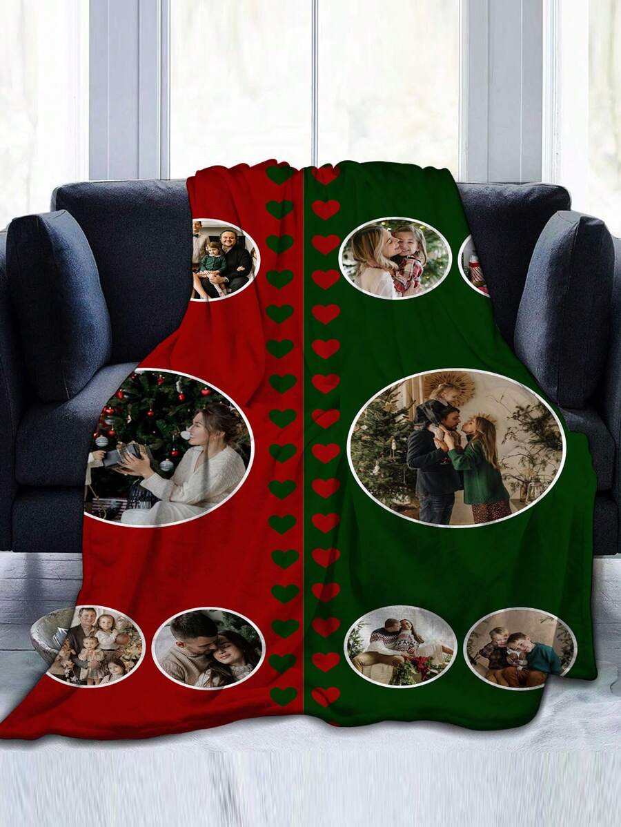 1pc Personalized Christmas Flannel Blanket With Custom Design And Text