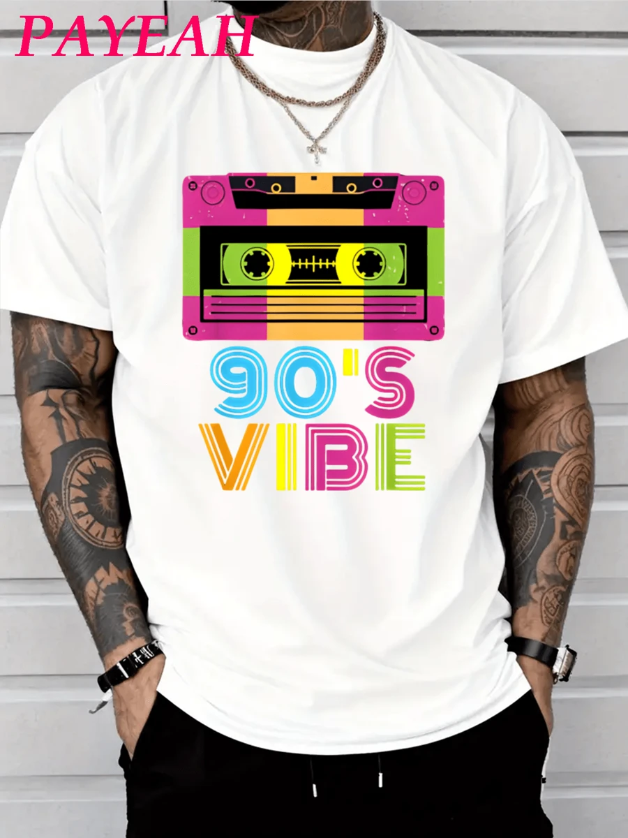 PAYEAH 90s Vibe For 90s Music Lover T-Shirt (Single Piece)100% Cotton 220g Heavy Cotton T Shirt - 白色 - 查看 1