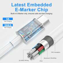 3.3ft/6.6ft USB-C To USB-C Charging Cable, Data Transfer Cable, Compatible With IPhone 16 15 Pro Max Plus, S24, 14 Ultra, Fast Charging - White - View 5