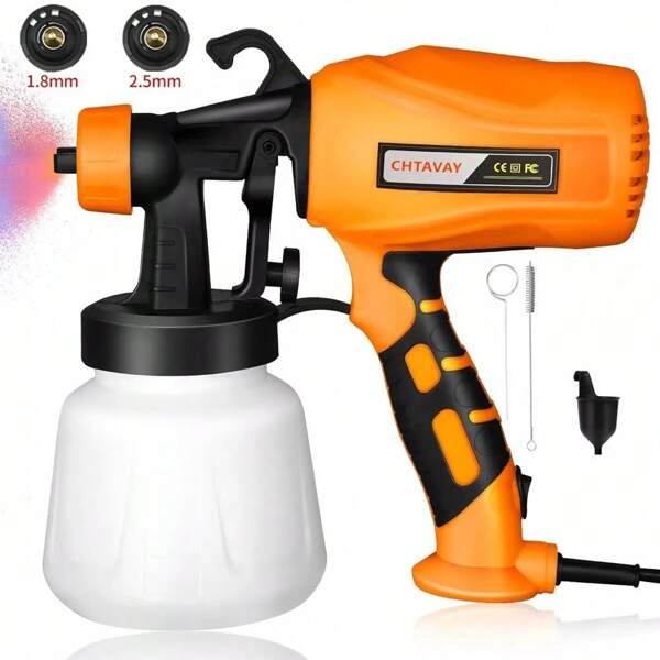 900ML Electric Paint Sprayer Spray Gun Handheld Painting Gun Tool With 2 Nozzle Tools