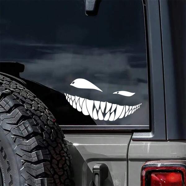 20x11cm Grin Bad Smile Car Sticker Halloween Funny Style Vinyl Film Decor Decal DIY Decoration Auto Door Window Motorcycles Laptop Walls Car Tuning Accessories