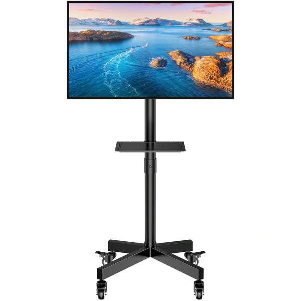 Soporte para TV con ruedas, FORGING MOUNT Soporte para TV móvil con ruedas para televisores de 23 a 60 pulgadas, soporte para TV, soporte para TV, regulable en altura, inclinable, máx. 40 kg, VESA 400 x 400 mm