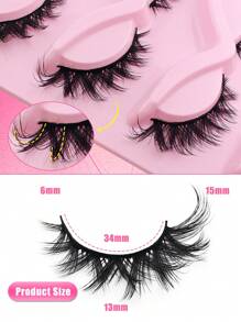 5对/包猫眼假睫毛狐狸眼天使人造貂皮超大卷曲蓬松假睫毛6D假睫毛自然妆效条状睫毛 - 黑色 - 查看 5