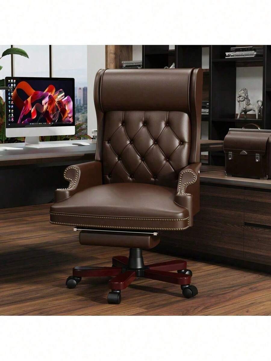 330LBS Executive Office Chair With Footstool, Ergonomic Design High