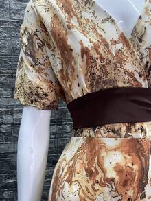 Vestido Marmoleado Largo de Mujer en Color Café - Talla Extra Grande - Café - Ver 5