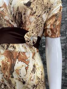 Vestido Marmoleado Largo de Mujer en Color Café - Talla Extra Grande - Café - Ver 4