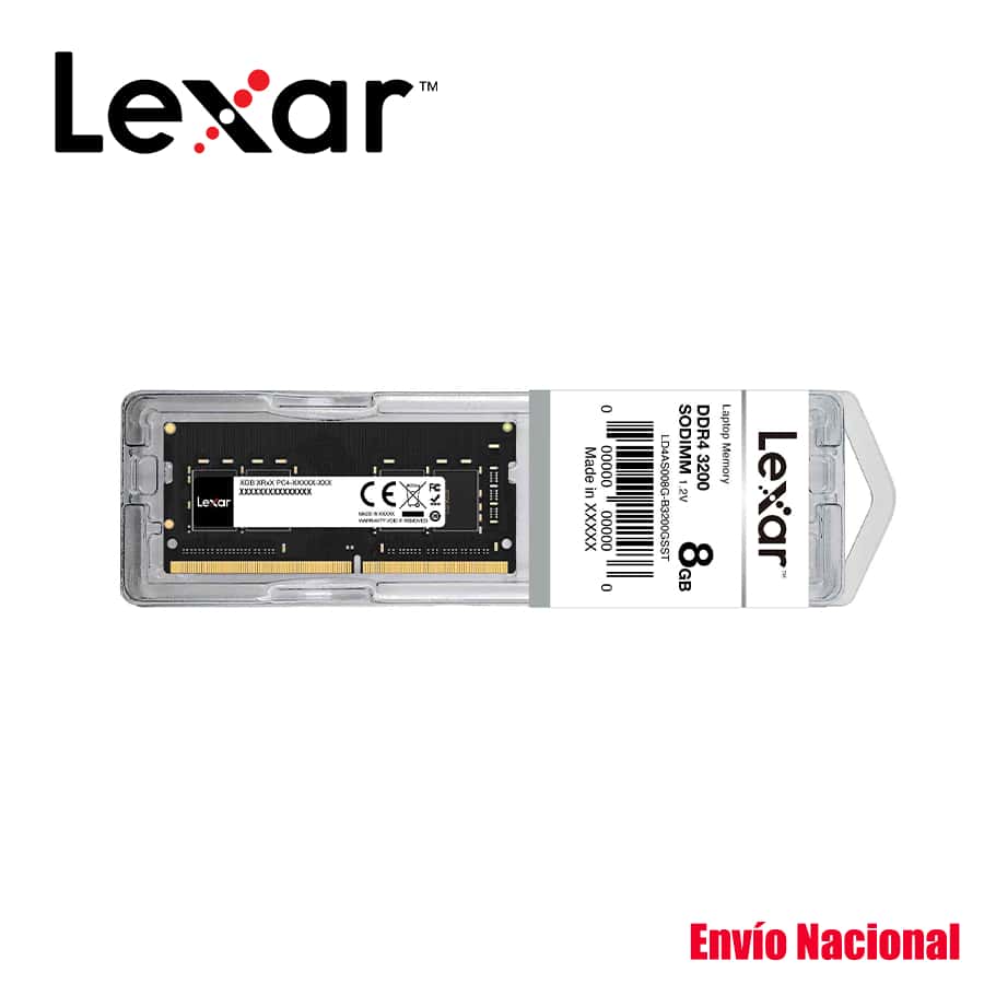 Lexar® Memoria SODIMM DDR4-3200 para Laptops, te permite revitalizar tu PC con una actualización de rendimiento que ofrece arranques más rápidos, mayor capacidad de respuesta y tiempos de carga de aplicaciones más rápidos.
