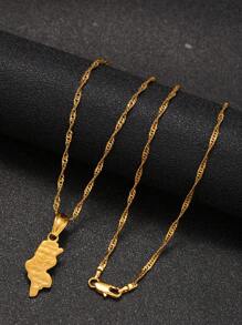 1pc Fashion Personalized Map Pendant Necklace Suitable For Male And Female Couple Jewelry Gifts
