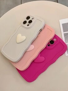 防震新奇心形3D立体心形波浪手机壳，防水防摔防刮，春季礼物 - 彩色 - 查看 3