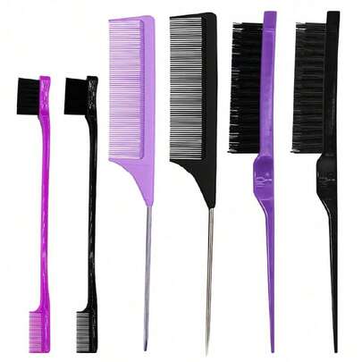 Set 3/6 buc. Trusă de instrumente de styling pentru femei, include perie de frizerie cu două fețe, pieptene metalic cu coadă de șobolan și perie de păr din nailon, ideală pentru styling-ul DIY zilnic al femeilor, instrumente de păr, produse și accesorii pentru păr pentru salon de frizerie, înfrumusețare pentru întoarcerea la școală, articole esențiale pentru călătorii și vacanțe, pentru femei, perie cu spate neted, uscător de păr, păr, frizerie, perie pentru margini, produse pentru păr creț, echipament de coafură, foarfece de tuns părul, Crăciun, frizerie, coafură, uscător de păr, perie de păr, frizerie, echipament de coafură, coafură, frizerie, echipament de coafură