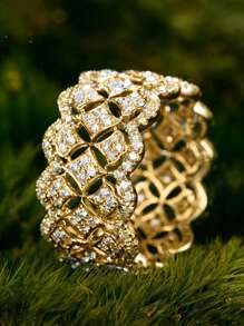 1 件华丽方晶锆石戒指，适合女士婚礼订婚派对珠宝情人节礼物、妈妈、母亲、母亲节、礼物