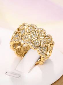 1 件华丽方晶锆石戒指，适合女士婚礼订婚派对珠宝情人节礼物、妈妈、母亲、母亲节、礼物