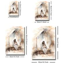 Set Of 3 Unframed Watercolor Jesus Poster Christian Xmas Festival Aesthetic Canvas Painting Print Minimalist Wall Picture For Dorm,Apartment,Living Room,Bedroom,Home Decoration,Behold The Lamb,Three Wise Men On Camels - Multicolor - View 6