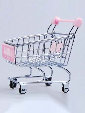1 PC Mini Supermarket Shopping Trolley Cart Desktop Model Home Decoration Storage Miniature Ornament Best Gifts Birthday Graduation