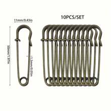 10pcs/Pack Heavy Duty Pins - Super Large, Multipurpose, Suitable For Clothing, Blankets, Home Decor And Crafts - Available In Bronze, Silvery Grey, Black
