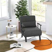 Sleeping Chair Sofa Bed With Sleeping Function, 4 In 1 Foldable Sofa Bed With 6-Way Adjustable Backrest & Removable Cushion, Relaxation Chair Sofa Bed For Home, Office, Up To 150kg - Màu xám đen - Xem 2