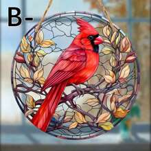 1pc, Cardinal Sunshade And Cranberry Stained Window Hanger - Acrylic Hanging Ornament For Home, Porch, And Wall Decor - Multicolor - View 7