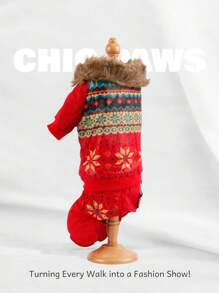 1 Piece Of New Autumn And Winter Dog Clothes, Warmer And Better Texture Than Teddy Bear Pet Snowflake Pattern Winter Clothes And Four-Leg Clothes, Christmas Theme