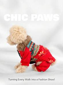 1 Piece Of New Autumn And Winter Dog Clothes, Warmer And Better Texture Than Teddy Bear Pet Snowflake Pattern Winter Clothes And Four-Leg Clothes, Christmas Theme