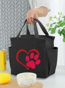 1 件便携式涤纶午餐袋，可爱卡通酷图案大容量食品储存袋，适合野餐，返回学校午餐套装，学校用品，午餐盒袋，家庭必需品，返回学校用品，女士保温袋，学校用品 - 黑色 - 查看 13