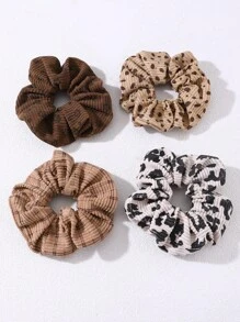 4 件套灯芯绒面料发圈发带，适合女孩，秋冬季 - 彩色 - 查看 2