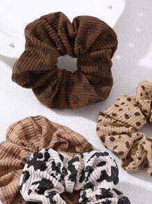 4 件套灯芯绒面料发圈发带，适合女孩，秋冬季 - 彩色 - 查看 4