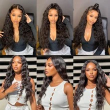 Natural Wave Bundles Human Hair Bundles Human Hair 3 Bundles Water Wave Natural Black Bundles 100% Raw Unprocessed Brazilian Virgin Human Hair Bundles Hair Extensions Brazilian Virgin Remy Hair Grade 15A Human Hair For Black Women