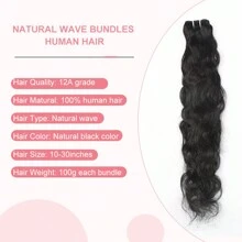 Natural Wave Bundles Human Hair Bundles Human Hair 3 Bundles Water Wave Natural Black Bundles 100% Raw Unprocessed Brazilian Virgin Human Hair Bundles Hair Extensions Brazilian Virgin Remy Hair Grade 15A Human Hair For Black Women