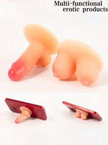2 peças novo silicone mini dildo peitos pequenos ornamento erótico suporte para celular