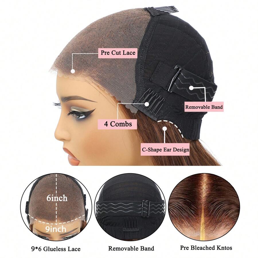 9 X 6 Wear&Go Glueless Lace Front Wig Straight Hair Human Hair Wig 180