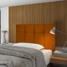 Manuella Folding Panel Headboard For 1.40 Double Bed, New, Padded, Upholstered, Suede With Button - 08 COLORS - 駝色 - 查看 1