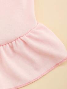 1pc Ruched T-Shirt Dress With Puff Sleeves, Teddy Dog & Cat Pet Graphic, Sleeveless Dress For Spring/Summer - Baby Pink - View 7