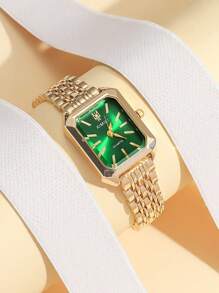 1 pezzo Orologio al quarzo con quadrante quadrato a barra minimalista misto e cinturino in acciaio, adatto come regalo di compleanno, Ognissanti, Natale