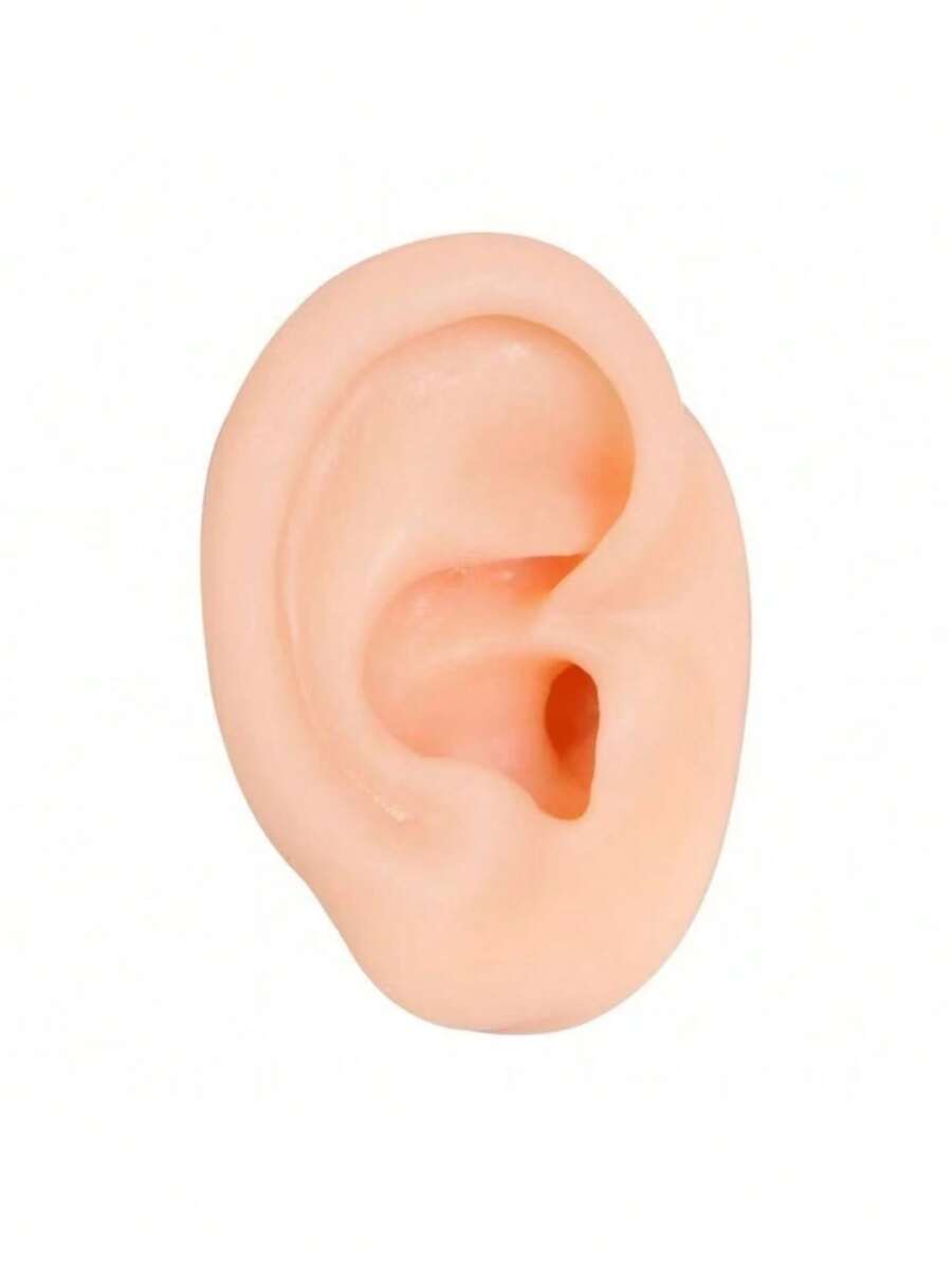 Modelo de oreja de cara humana realista de silicona, herramienta de enseñanza para perforación de orejas, molde de exhibición de aretes, molde de práctica de perforación de orejas, apto para exhibición de joyas de arete y enseñanza - Multicolor - Ver 1