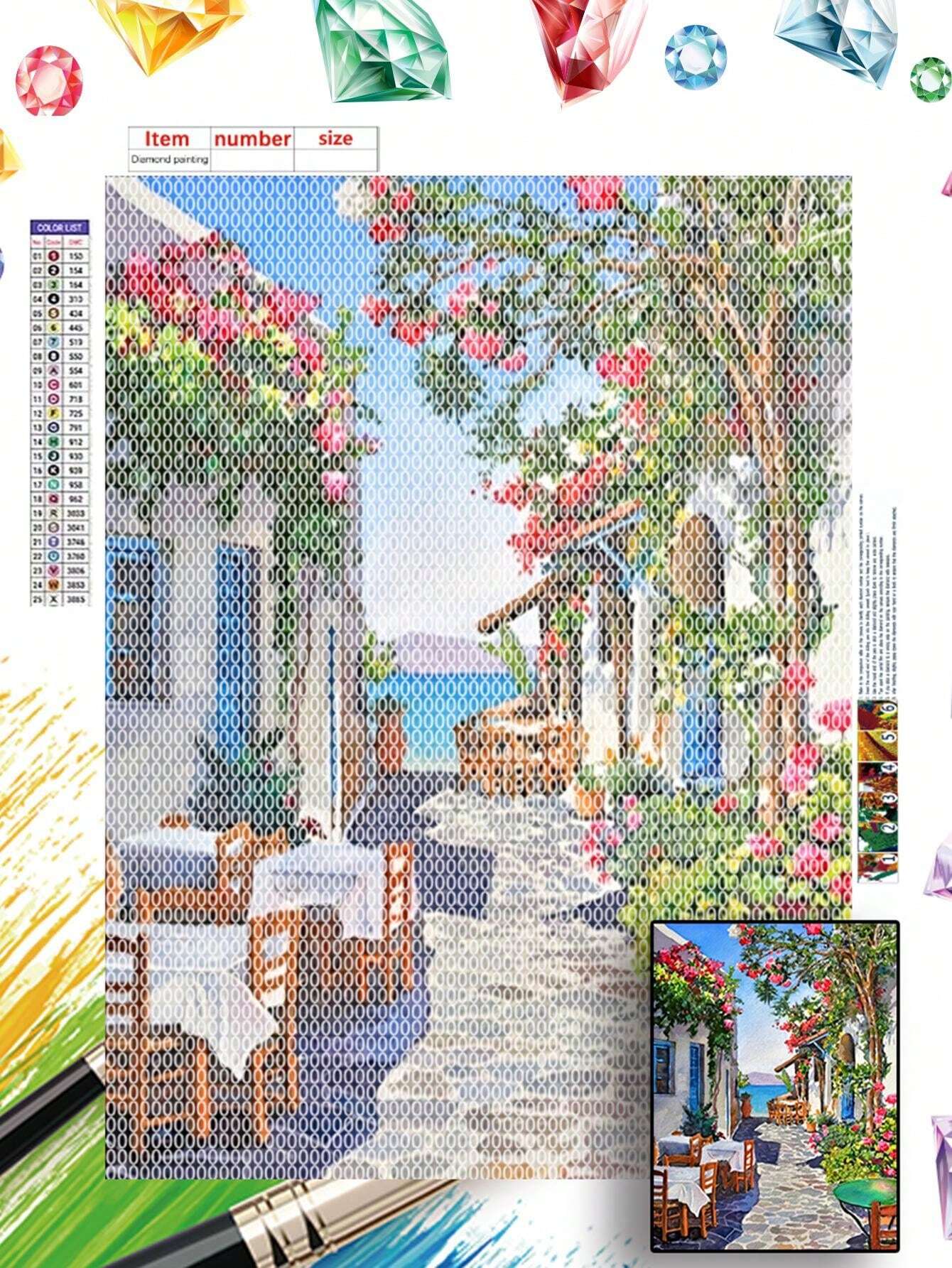 5D Full Drill Round Diamond Painting Kit, DIY Acrylic Landscape Mosaic