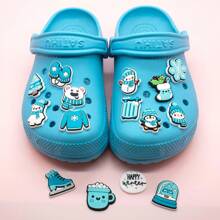 15pcs Winter Wonderland Shoe Charms Set For Clogs Bubble Slides Sandals, PVC Shoe Decorations Beach Bag Accessories Gift Idea For Birthday Christmas Halloween Party Favors - Blue - View 2