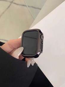 1pc Watch Case, 2025 Summer New Watch Protective Shell, PC Hard Material Electroplated Rose Gold/Gold/Silver/Starry Color Hollow Bezel, Suitable For Watch Ultra3 2 1 SE S10 S9/S8/S7/S6/S5/S4/S3/S2/S1 Series, Unisex, 38mm/40mm/41mm/42mm/44mm/45mm/46mm/49mm SmartWatch Watch Protective Cover - Black - View 5