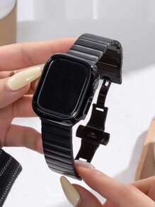 1pc Watch Case, 2025 Summer New Watch Protective Shell, PC Hard Material Electroplated Rose Gold/Gold/Silver/Starry Color Hollow Bezel, Suitable For Watch Ultra3 2 1 SE S10 S9/S8/S7/S6/S5/S4/S3/S2/S1 Series, Unisex, 38mm/40mm/41mm/42mm/44mm/45mm/46mm/49mm SmartWatch Watch Protective Cover - Black - View 7