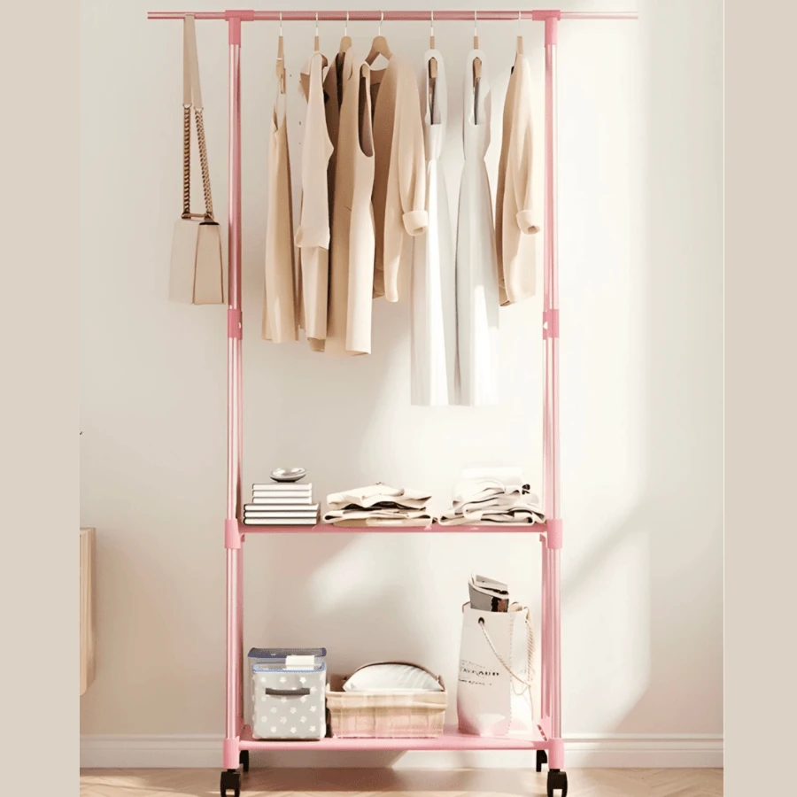 1 Perchero De Ropa Con Ruedas Con Balda Para Bolsos Y Zapatos. Burro De Ropa Para Colgar Ropas Y Organizar Conjuntos