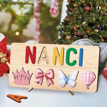 Anniversary Gift Wooden Puzzles For Toddlers 1-3 Personalized Wooden Name Sign Name Puzzle For Kids Personalized Montessori Toddler Gift /Easter Gift(With Stand)Winter Eve Gifts Back To School Winter Gift Ideas Boy Girl Valentine's Day