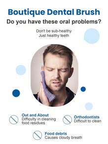 粉色/黑色/蓝色猪鬃牙间刷牙刷，20 支 0.6 毫米口腔护理牙线牙间清洁器 - 彩色 - 查看 4