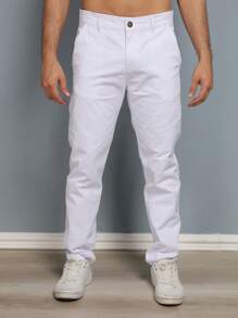 Men's Colorful Trousers Tailored Sport Slim Knife Pocket Built-In Pocket - Blanco - Ver 1